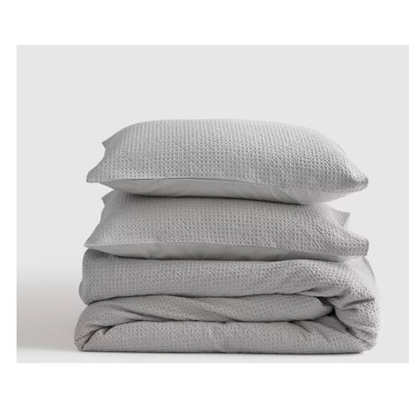 Quince Organic Luxe Honeycomb Duve Cover Set King/Cal KIng Light Gray NWOT#33 - Picture 7 of 7